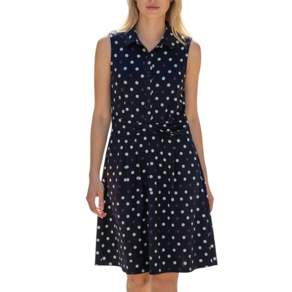 Shelby & Palmer Navy Polkadot Midi Dress